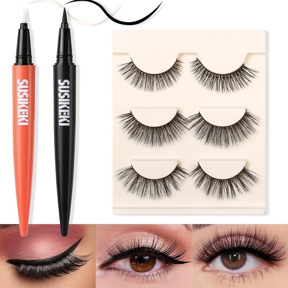 Lash Glue Liner Set 2-In-1 Black Eyelash Glue & Eyeliner+Clear Lash Glue Liner